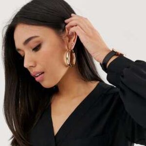 ASOS DESIGN NWT Women’s Long Sleeve Blouse with Pocket Detail in Black-Size 10